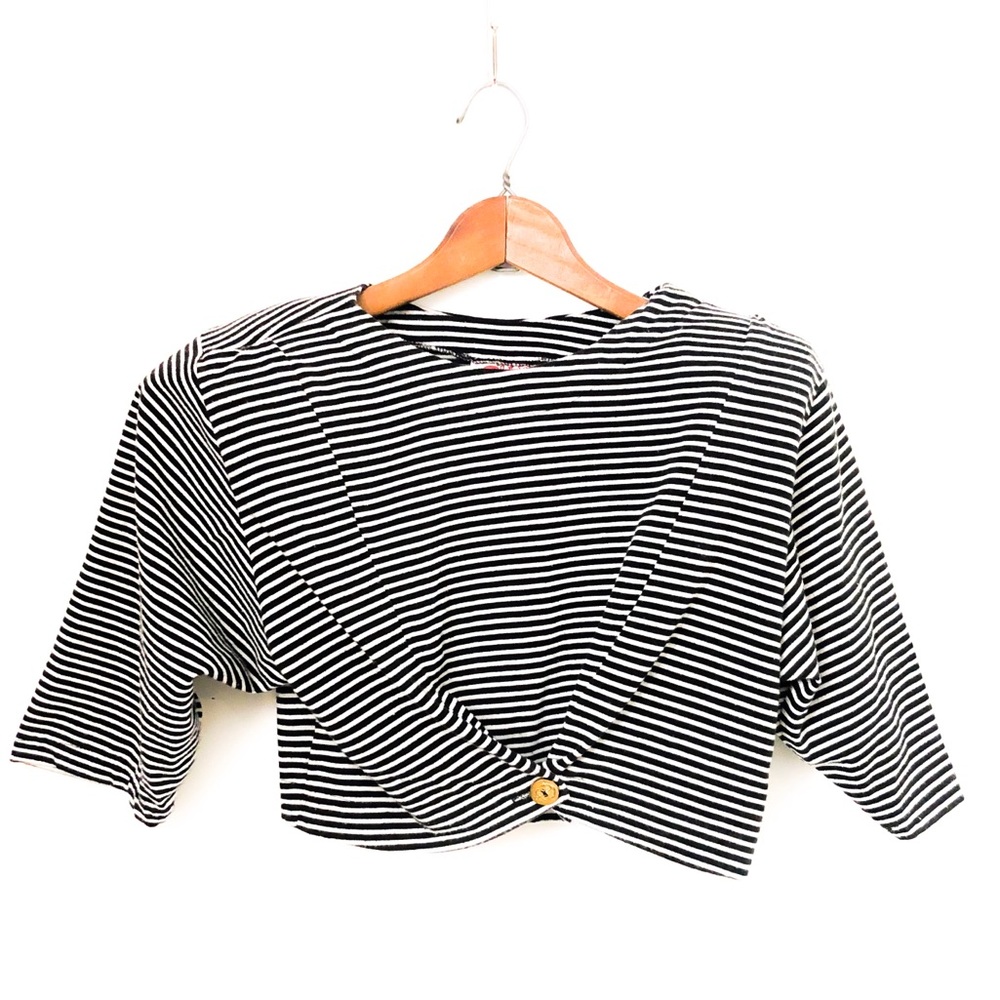 Vintage Calabasas California B&W Striped Crop Top